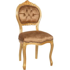 Biscottini - Louis xvi Dining room wooden chair 90x45x42 Gold living room armchair Retro upholstered chair French style Velvet bedroom chair