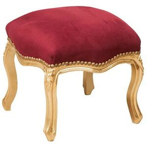 Biscottini - French Louis xvi style footstool in solid beech wood - red and gold