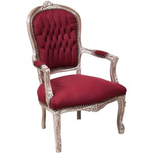 Biscottini - Padded Armchair French Louis xvi Style Wooden Armchair with Armrests Bedroom Armchair Padded Reading Chair 100X65X63 cm - red and white