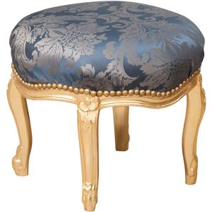 Biscottini - Louis xvi French style solid beech wood footstool - blue and gold