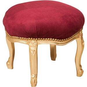 Biscottini - Louis xvi French style solid beech wood footstool - red and gold