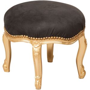 Biscottini - Louis xvi French style solid beech wood footstool - black and gold