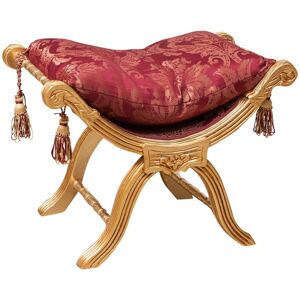 Biscottini - Louis xvi French style solid beech wood footstool - red and gold