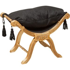 Biscottini - Louis xvi French style solid beech wood footstool - black and gold