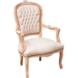 Biscottini - Padded Armchair French Louis xvi Style Wooden Armchair with Armrests Bedroom Armchair Padded Reading Chair 100X65X63 cm - white