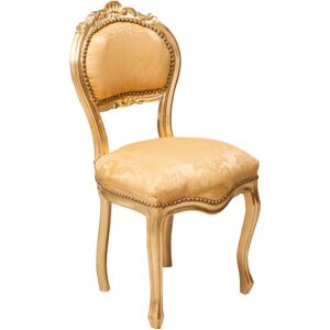 BISCOTTINI Louis XVI wooden chair 90x42x45 cm French style chair in antique gold Bedroom armchair Baroque style chairs Upholstered armchair - gold