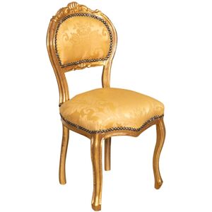 Biscottini - Louis xvi wooden chair 90x45x42 Living room armchair gold Upholstered dining room chair retro French style Bedroom armchair gold - gold