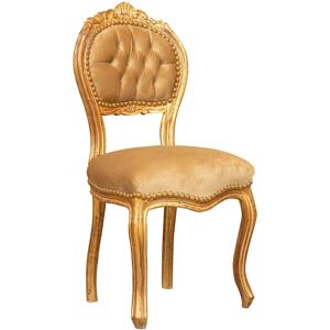 Biscottini - Louis xvi gold living room chair 90x45x42 cm Padded wooden chair French style Bedroom armchair Baroque padded armchair