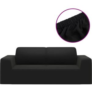 Berkfield Home - Mayfair 2-Seater Stretch Couch Slipcover Black Polyester Jersey