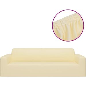 Berkfield Home - Mayfair 3-Seater Stretch Couch Slipcover Cream Polyester Jersey