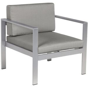 BELIANI Minimalistic Modern Garden Outdoor Armchair Silver Frame Dark Grey Seat Salerno - Grey