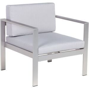 BELIANI Minimalistic Modern Garden Outdoor Armchair Silver Frame Light Grey Seat Salerno - Grey