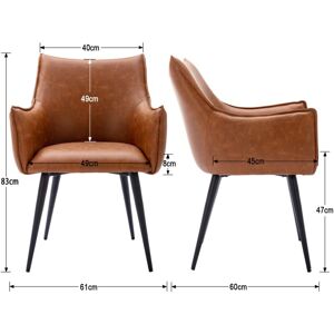 Wahson Office Chairs - Modern Accent Chair in pu Leather Armchair with Sturdy Metal Legs for Living Room, Brown