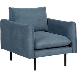 BELIANI Modern Armchair Blue Fabric Cushion Seat Back Metal Black Legs Vinterbro - Blue