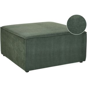 BELIANI Modern Corduroy Ottoman Upholstered Square Footstool Dark Green Lemvig - Green