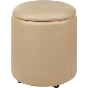 Beliani - Modern Faux Leather Round Pouffe Stool Beige Living Room Bedroom Maryland - Beige