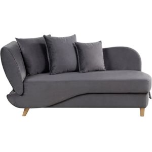 Beliani - Modern Left Hand 2 Seater Chaise Lounge Storage Box Throw Cushions Velvet Dark Grey Meri ii - Grey