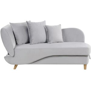 Beliani - Modern Left Hand 2 Seater Chaise Lounge Storage Box Throw Cushions Velvet Light Grey Meri ii - Grey