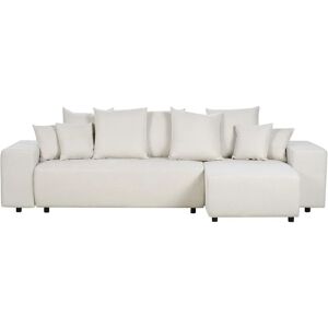 BELIANI Modern Left Hand Fabric Corner Sofa Extra Scatter Cushions with Storage Light Beige Luspa - Beige