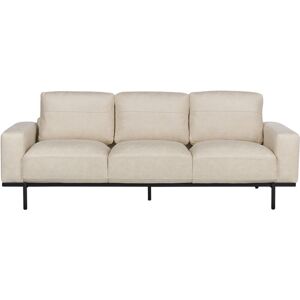 BELIANI Modern Living Room 3 Seater Sofa Settee Upholstered Fabric Finished Back Metal Legs Cream Beige Sovik - Beige