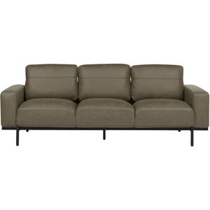 BELIANI Modern Living Room 3 Seater Sofa Settee Upholstered Finished Back Metal Legs Green Sovik - Green