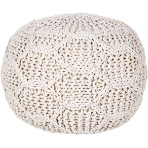 Beliani - Modern Macrame Pouffe and Footstool Chunky Handwoven Ottoman Cotton and Polyester Light Beige 50 x 50 x 35 cm Triman - Beige