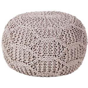 Beliani - Modern Macrame Pouffe and Footstool Chunky Handwoven Ottoman Cotton and Polyester Taupe Beige 50 x 50 x 35 cm Triman - Beige