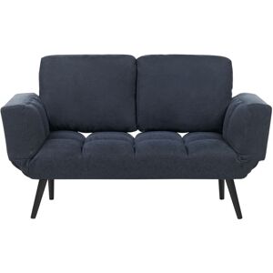 Beliani - Modern Minimalist Sofa Bed Loveseat Adjustable Armrests Fabric Dark Blue Brekke - Blue