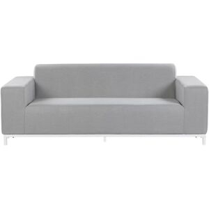 BELIANI Modern Outdoor Indoor Sofa Weather-Resistant Fabric White Legs Light Grey Rovigo - Grey