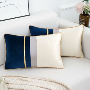 Groofoo - Modern Rectangle Cushion Covers Decorative Solid Long Pillow Cases for Sofa Bench Bedroom Car Chair Blue 30x50cm
