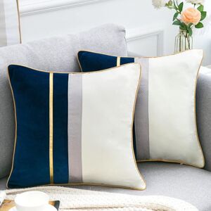 Groofoo - Modern Rectangle Cushion Covers Decorative Solid Long Pillow Cases for Sofa Bench Bedroom Car Chair blue 45x45cm