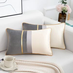 Groofoo - Modern Rectangle Cushion Covers Decorative Solid Long Pillow Cases for Sofa Bench Bedroom Car Chair Gray 30x50cm