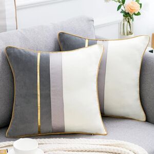 Modern Rectangle Cushion Covers Decorative Solid Long Pillow Cases for Sofa Bench Bedroom Car Chair Gray 45x45cm GROOFOO