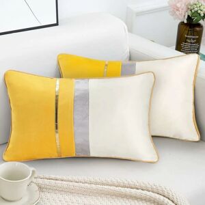 Groofoo - Modern Rectangle Cushion Covers Decorative Solid Long Pillow Cases for Sofa Bench Bedroom Car Chair Yellow 30x50cm