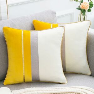 Groofoo - Modern Rectangle Cushion Covers Decorative Solid Long Pillow Cases for Sofa Bench Bedroom Car Chair Yellow 45x45cm