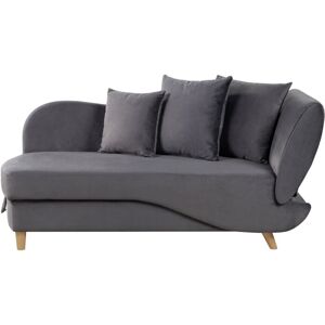 BELIANI Modern Right Hand 2 Seater Chaise Lounge Storage Box Throw Cushions Velvet Dark Grey Meri ii - Grey