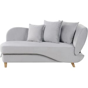 Beliani - Modern Right Hand 2 Seater Chaise Lounge Storage Box Throw Cushions Velvet Light Grey Meri ii - Grey