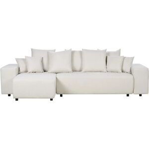 BELIANI Modern Right Hand Fabric Corner Sofa Extra Scatter Cushions with Storage Light Beige Luspa - Beige