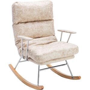 Wahson Office Chairs - Modern Rocking Chair in pu Leather Armchair with Adjustable Backrest for Living Room, Beige