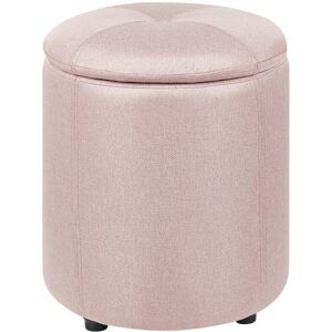 Beliani - Modern Round Fabric Pouffe Stool Pink Living Room Bedroom Maryland - Pink