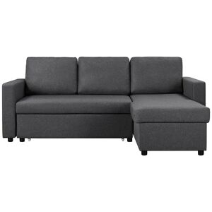 Yaheetech Reversible Sleeper Sectional Sofa with Chaise L-Shaped, Dark Gray