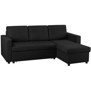 Reversible Sleeper Sectional Sofa with Chaise L-Shaped, Black - Yaheetech