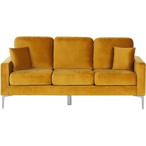 BELIANI Modern Velvet 3 Seater Sofa Cushion Seat and Back Yellow Gavle - Yellow