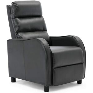 Selby bonded leather pushback recliner armchair sofa gaming chair reclining (Black) - Black - More4homes