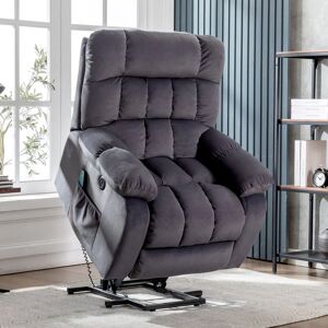 QHJ Electric Power Lift Recliner Chair Sofa with Massage and Heat for Elderly 2 Side Pockets usb Ports Single Recliner Chairs for Living Room Overstuffed
