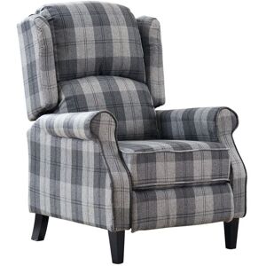 NICEME Recliner Padded Armchair for Living Room, Push-Back Reclining Chair (Fabric, Tartan Grey)