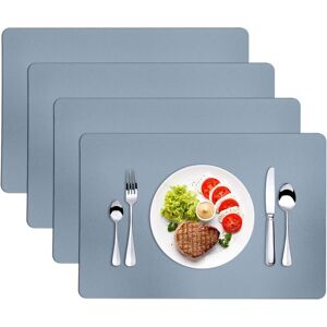 Norcks - 4 Pack Placemats Heat Resistant Leather Table Mat 45×30cm Non-Slip Washable Blue - Blue