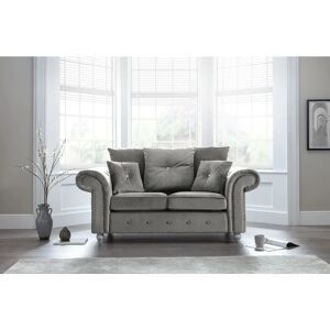 FANCY SOFA Olympia 2 Seater Plush Velvet Fabric Sofa - Grey