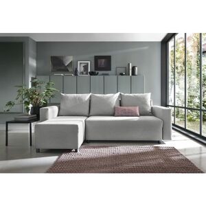 ABAKUS DIRECT Oslo Corner Sofa Bed with Underneath Storage in Grey Linen Fabric - Left - color Grey - Grey