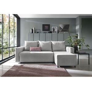 ABAKUS DIRECT Oslo Corner Sofa Bed with Underneath Storage in Grey Linen Fabric - Right - color Grey - Grey